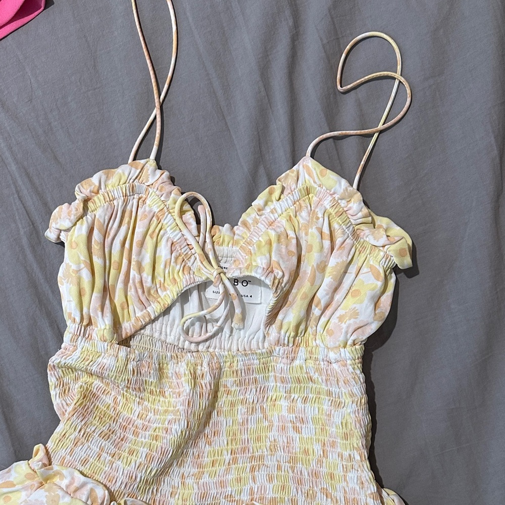 Sabo Skirt Yellow and White Mini Dress